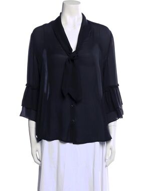 L'Agence Silk Tie Neck Blouse Black M